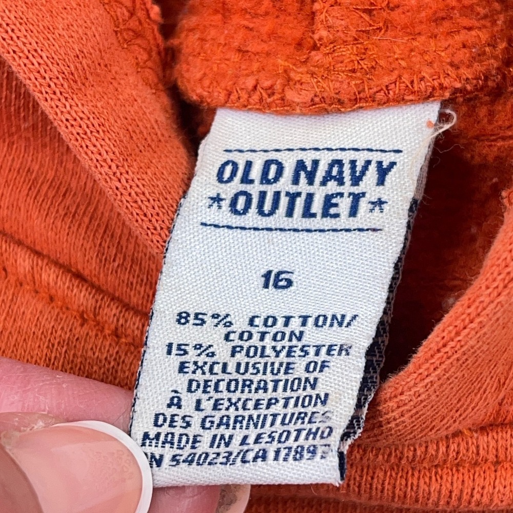 Vintage Y2K Old Navy Youth XL Orange Spellout Sweatshirt Embroidered 2000s Boys - Picture 3 of 11
